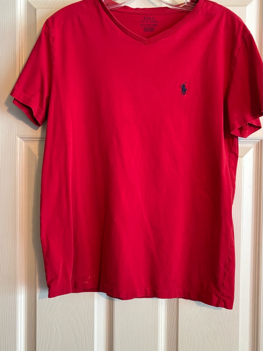 Polo by Ralph Lauren Bright Red V-Neck Tee with Navy Pony